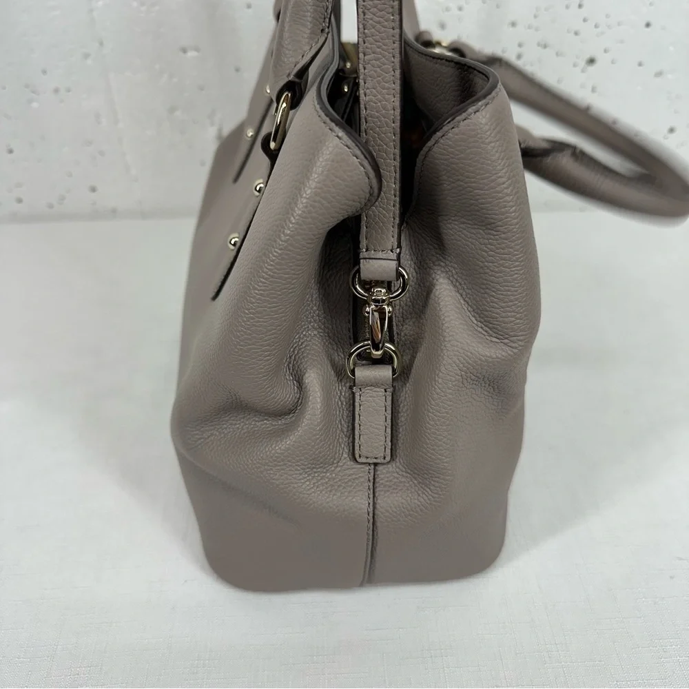 Kate Spade Taupe Larchmont Avenue Pebbled Leather Satchel Crossbody Bag Purse - Picture 6 of 16